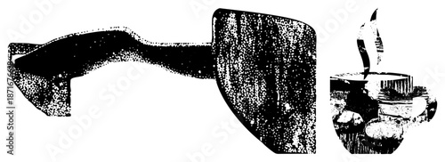 Vintage Halftone Coffee Mug with and Doughnut Illustration