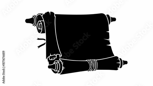 Ancient scroll held by hands in silhouette.