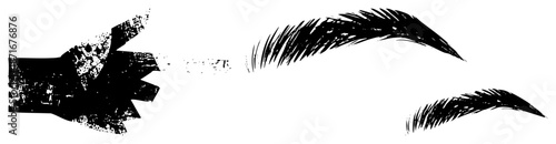 Grungy Hand Gesture Pointing Toward Eyebrows with Textured Brush Strokes