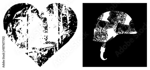 Heart Shaped Urban Forest Silhouette with Military Helmet Cutout