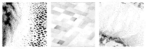 Abstract Halftone Dot in Black and White Vector Design