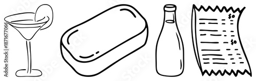 Four Simple Art Cocktail, Lunchbox, Bottle, Receipt