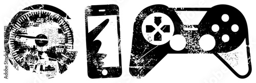 Vintage Style Digital Devices with Distressed Texture