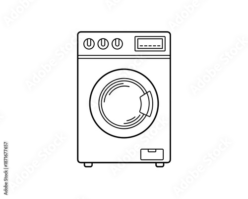 Minimalist washing machine line icon. Vector illustration of a front-loading washer for laundry service, household appliance, and home interior concepts isolated on white background