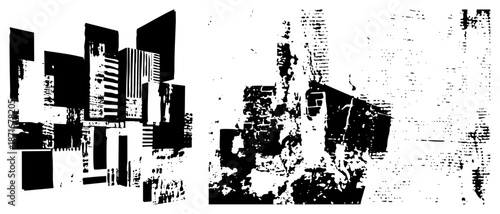 Abstract Urban Skyscraper Silhouettes in High Contrast Vector Art