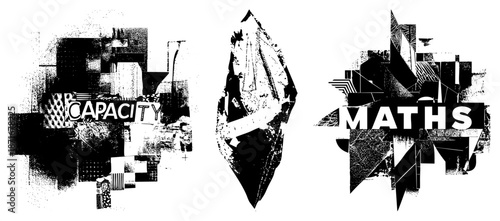 Abstract Geometric Logos Featuring "CAPACITY" and "MATHS" Text Elements