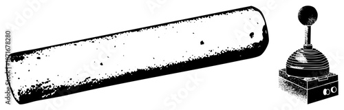 Vintage Arcade Joystick and Retro Game Controller Vector Illustration