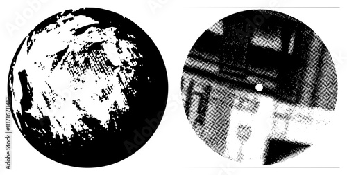 Abstract Halftone Earth Globe and Urban Silhouette