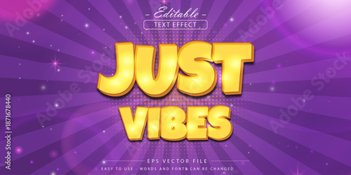 Text just vibes golden, editable text effect.