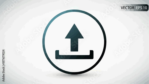 Modern circular upload icon for web and mobile interfaces, symbolizing data transfer, file submission, and cloud storage solutions across digital platforms
