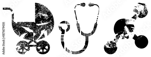 Medical & Baby Care in Grunge Halftone Vector Design