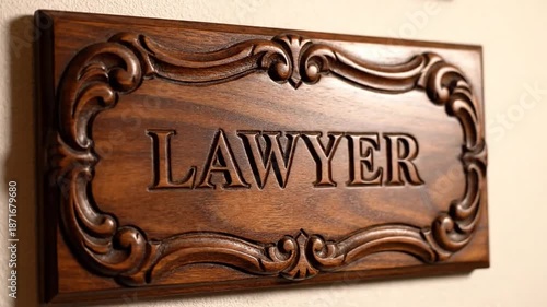 Professional Lawyer wood plaque, antique style, featuring deeply carved text and ornate frame