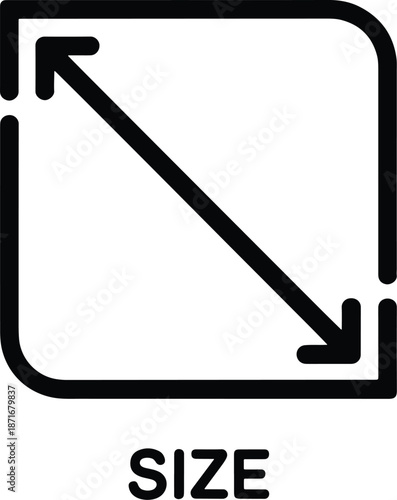 Size icon with diagonal arrow expanding