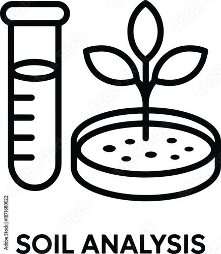 Soil analysis with test tube and plant