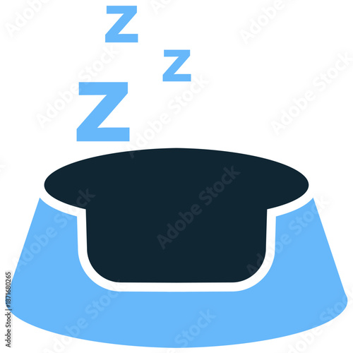 Pet sleeping bed icon vector for comfort items. Ideal for dog cushions, cat naps, furniture stores, and resting animal symbols.