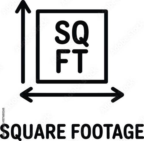 Square footage icon illustration for property size