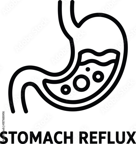 Stomach Reflux Illustration with Bubbles Inside