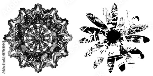 Intricate Lace Doily and Abstract Vector