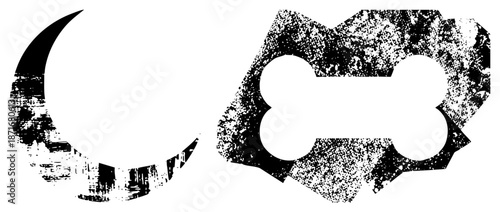 Grunge Textured Moon and Bone Shape