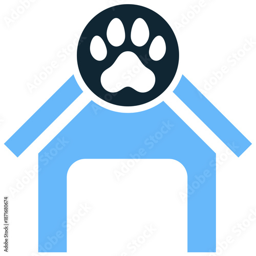 Pet hotel icon vector for animal boarding. Ideal for dog daycares, vacation kennels, luxury cat stays, and travel services.