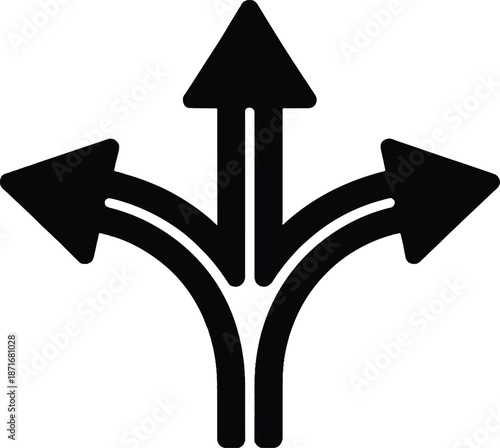 Three way direction arrows choice concept