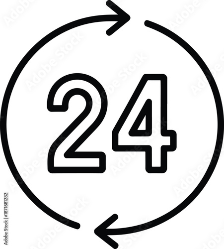 Twenty Four Hour Service Available Icon Vector