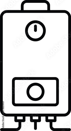 Water heater outline icon in black and white