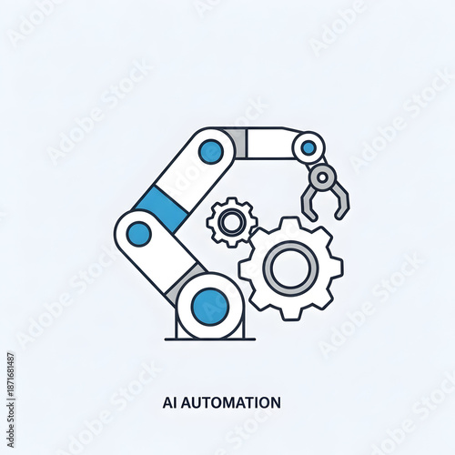 AI Automation Robotic Arm Graphic Illustration.