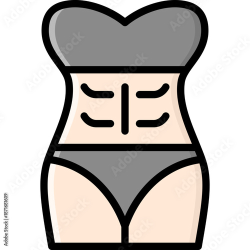 fimale torso icon illustration design with filled outline