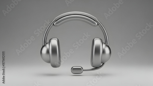 Modern Wireless Headphones on Grey Background.