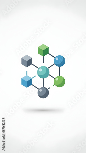3D Molecular Structure Model with Cubes and Spheres.