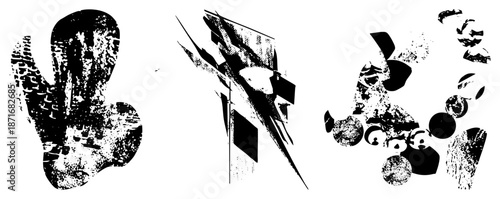 Abstract Grunge Textures with Distressed Organic and Geometric Shapes