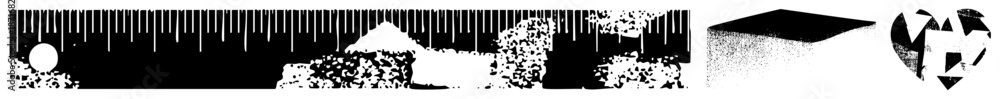 Naklejka premium Abstract Geometric Shapes with Halftone and Isolated