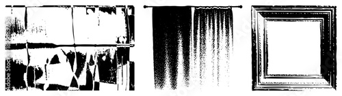 Vintage Style Window Curtains and Ornate Frame Set