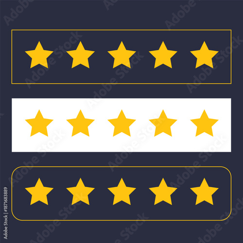 Set of Five stars customer product rating review flat icon for apps and websites