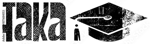 Taka Brand Logo with Graduation Cap and Miniature Figure