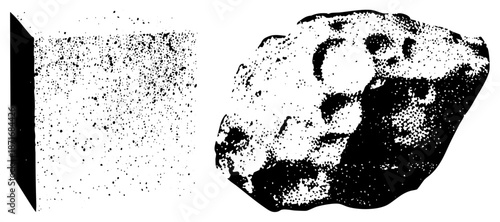 Halftone Rendered Abstract Shapes with Dot Texture