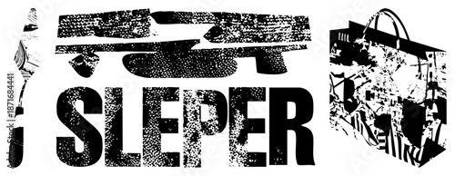 Bold "SLEEPER" Text Logo with Brushstroke and Shopping Bag