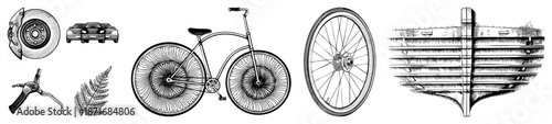 Vintage Bicycle with Intricate Wheel and Surrounding Mechanical Elements