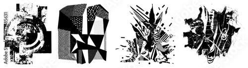 Abstract Geometric in Black and White Vector Art