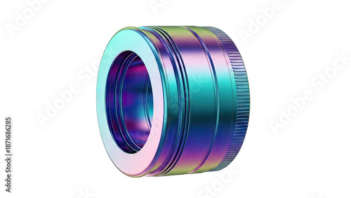 Iridescent Ring with Knurled Edge