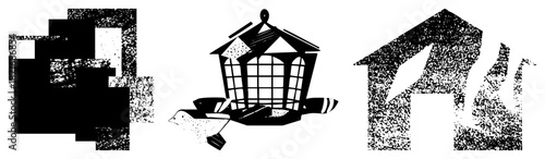 Abstract Geometric Shapes with Textured Halftone