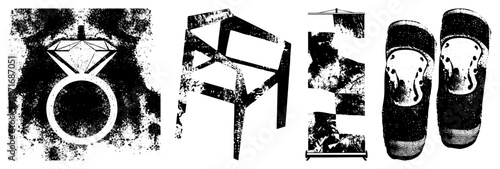 Geometric Diamond Ring, Abstract Sculpture, Roller Shade, Knee Pads Vector Set