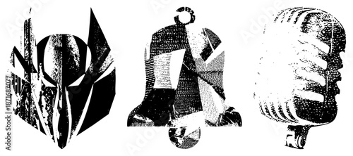 Abstract Geometric Silhouettes in Halftone Vector Art