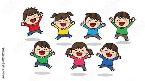 Children Jump with Joy in a Colorful Playground Scene Illustration