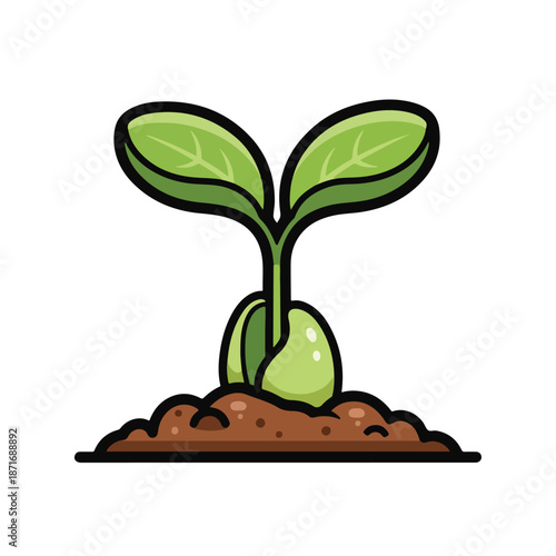 A cartoonish drawing of a green sprout