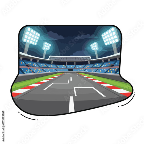 A cartoon race track at night