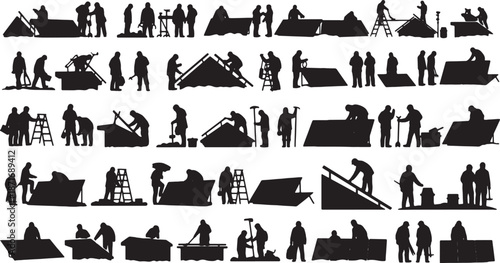 30 Black Solid Solar Cold Snow Silhouettes on White Background