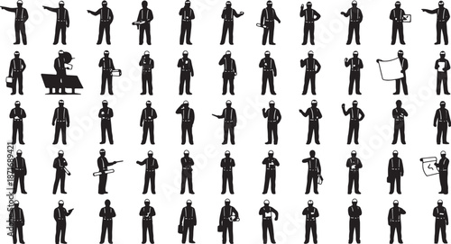 30 Black Solid Solar Boss Silhouettes on White Background