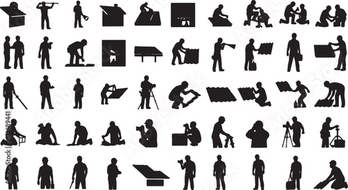 30 Black Solid Solar Assess Chk Silhouettes on White Background